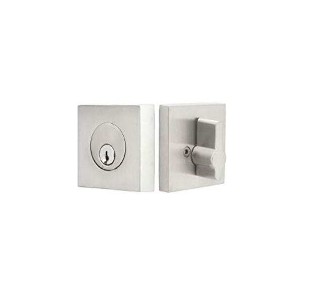 EMTEK S50003-SS Epltome Square Single Sided Deadbolt SS 2 3/8″ Bkst w/2 Keys