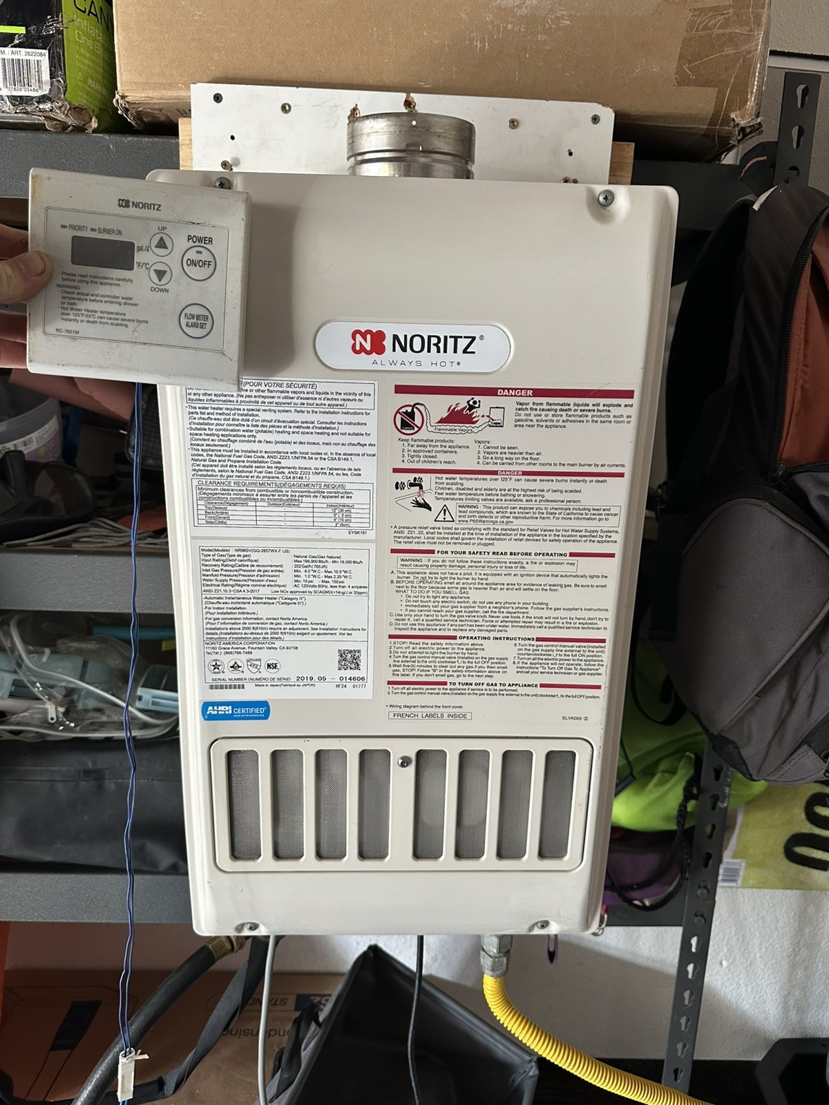 Noritz NR98SVNG 9.8 GPM 199900 BTU 120 Volt Residential Natural Gas Tankless