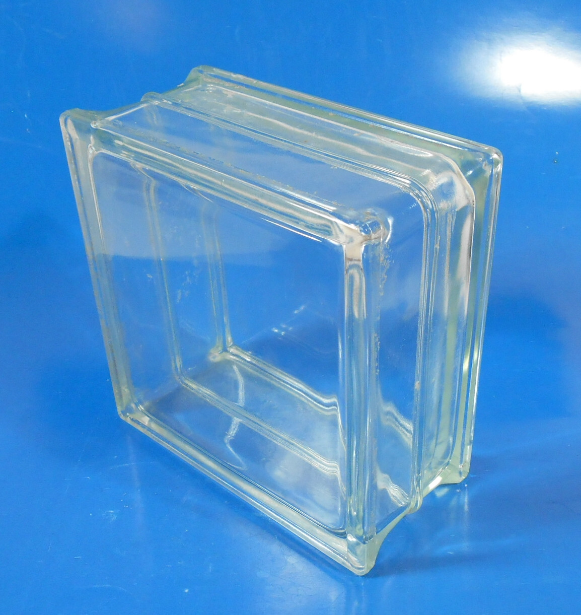 Vintage Clear Glass Block Architectural 7.75″ Square Reclaim