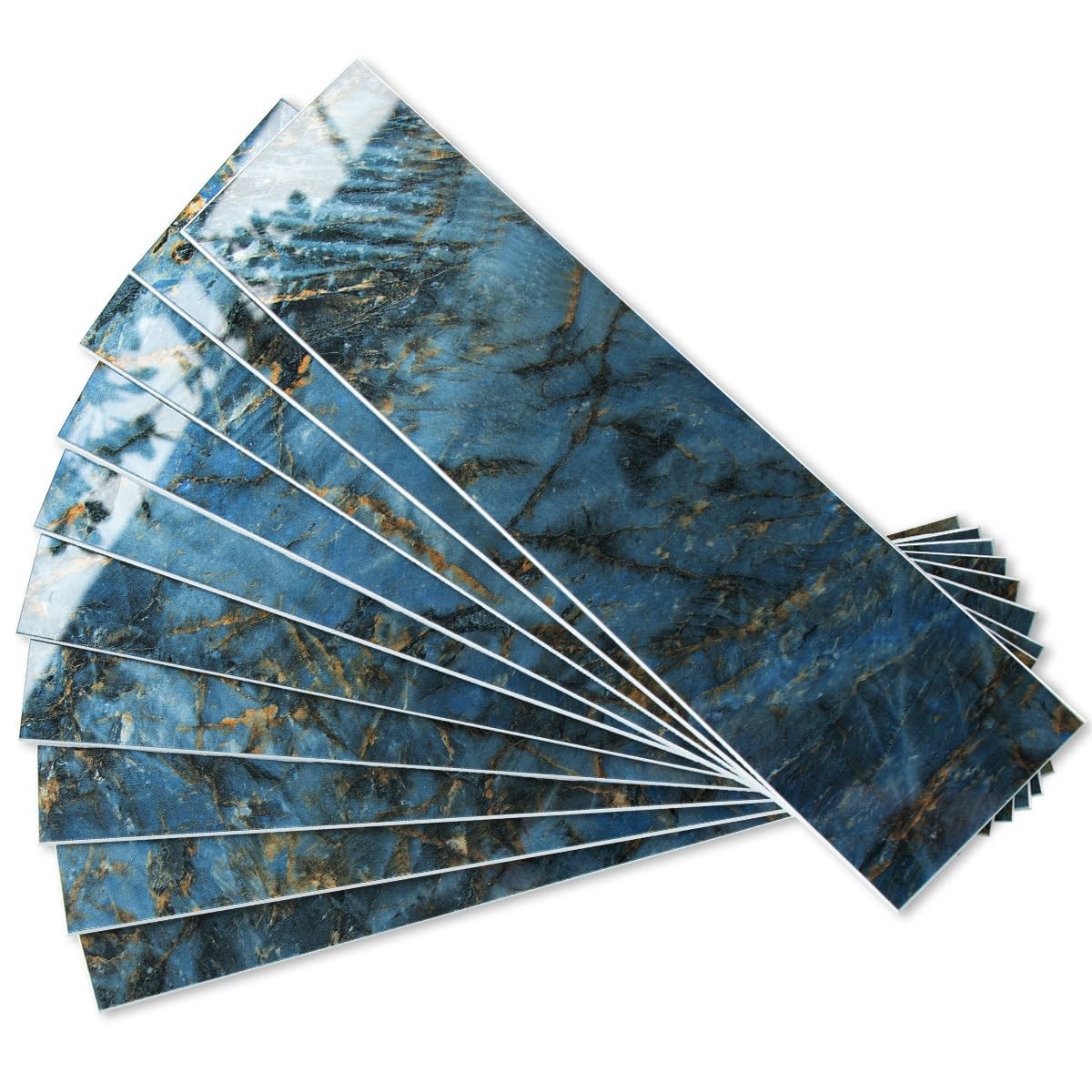 AULIGET 40-Piece Polished Blue Marble Peel and Stick Backsplash Wall Tiles, 3″ x