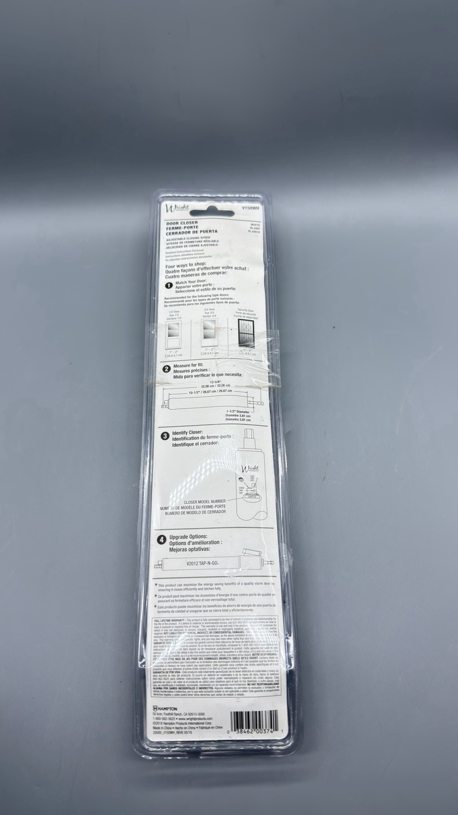 Wright Products Heavy Duty Pneumatic Screen & Storm Door Closer White V150WH