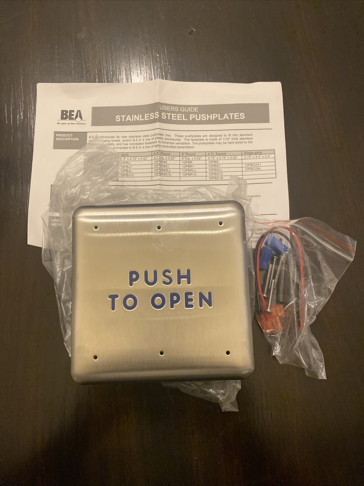 4.5” BEA 10PBS451 Stainless Steel Switch Plate “Push To Open”