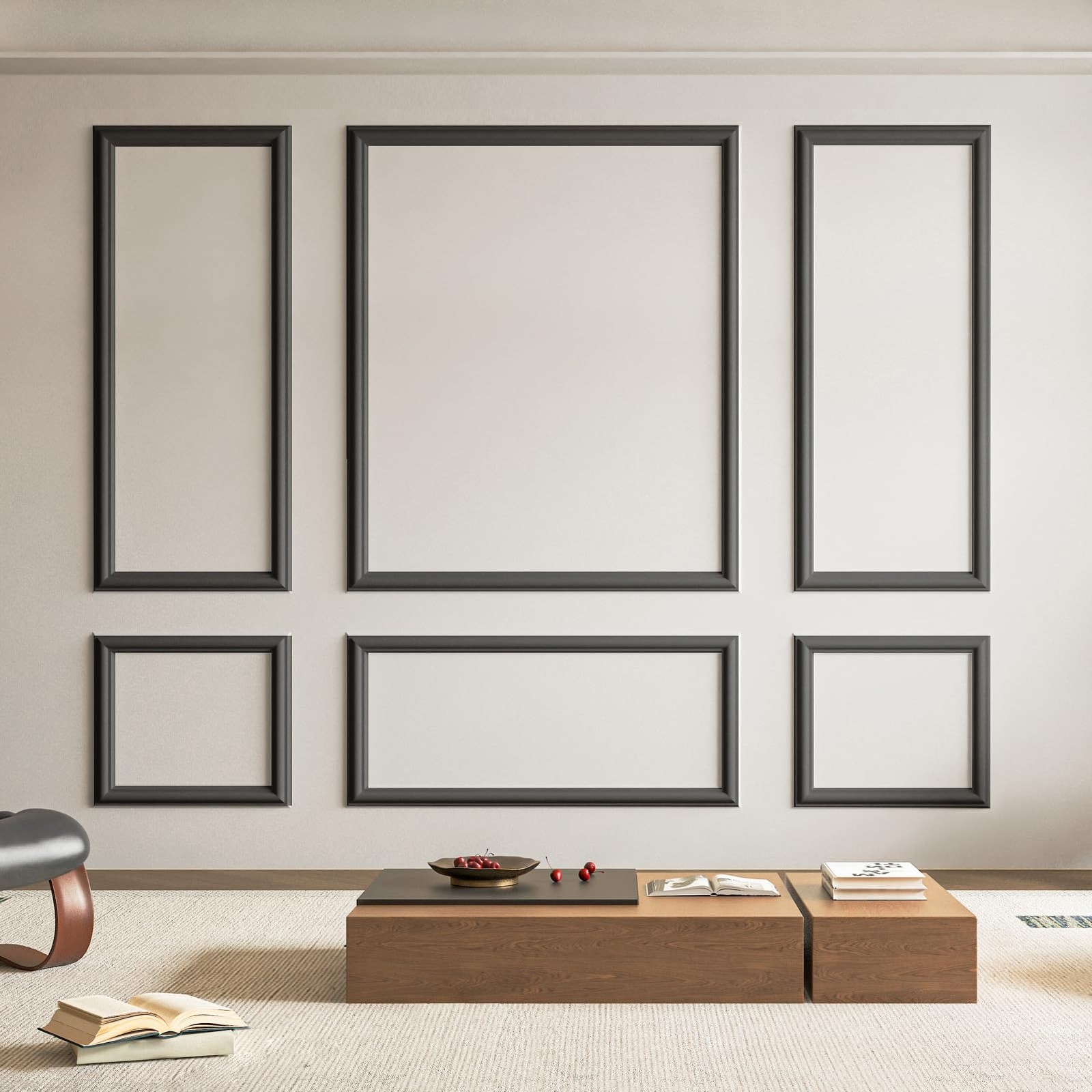 Art3d Pre-Cut Wall Molding Set of 6 pcs, 6 Pcs – A, Black: Style 1