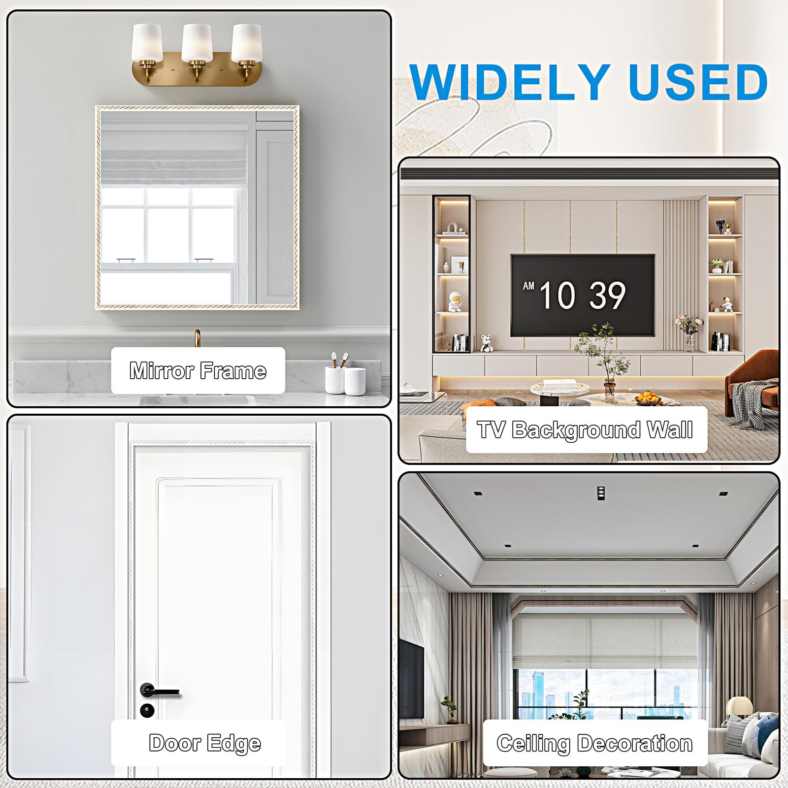 Junart Pvc Moldings Trim 600Cm2Cm Peel And Stick Self-Adhesive Coving For