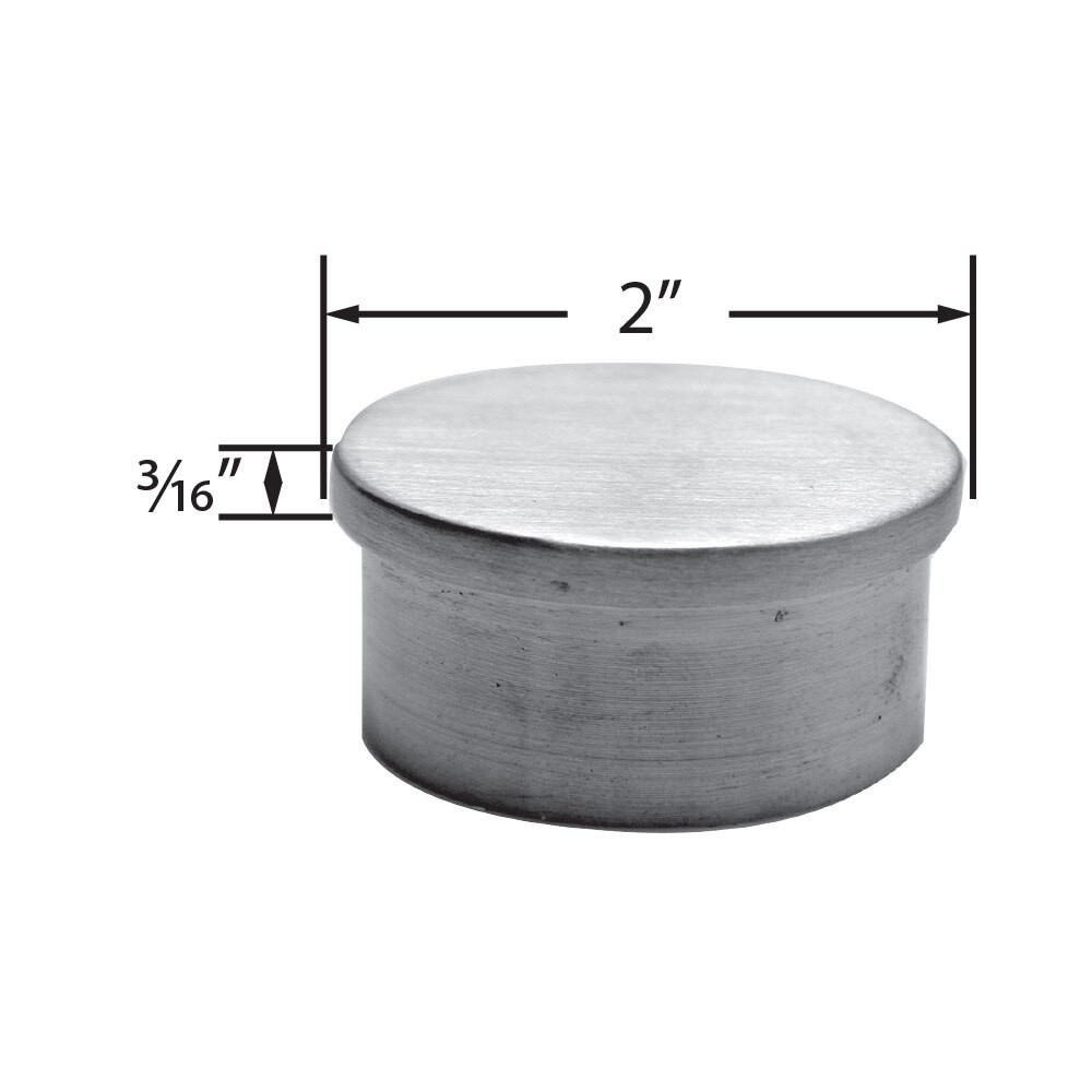2″ Dia. Polished Stainless Steel Flat End Cap for 2″ O.D. Rail Tubing – 2 Pack