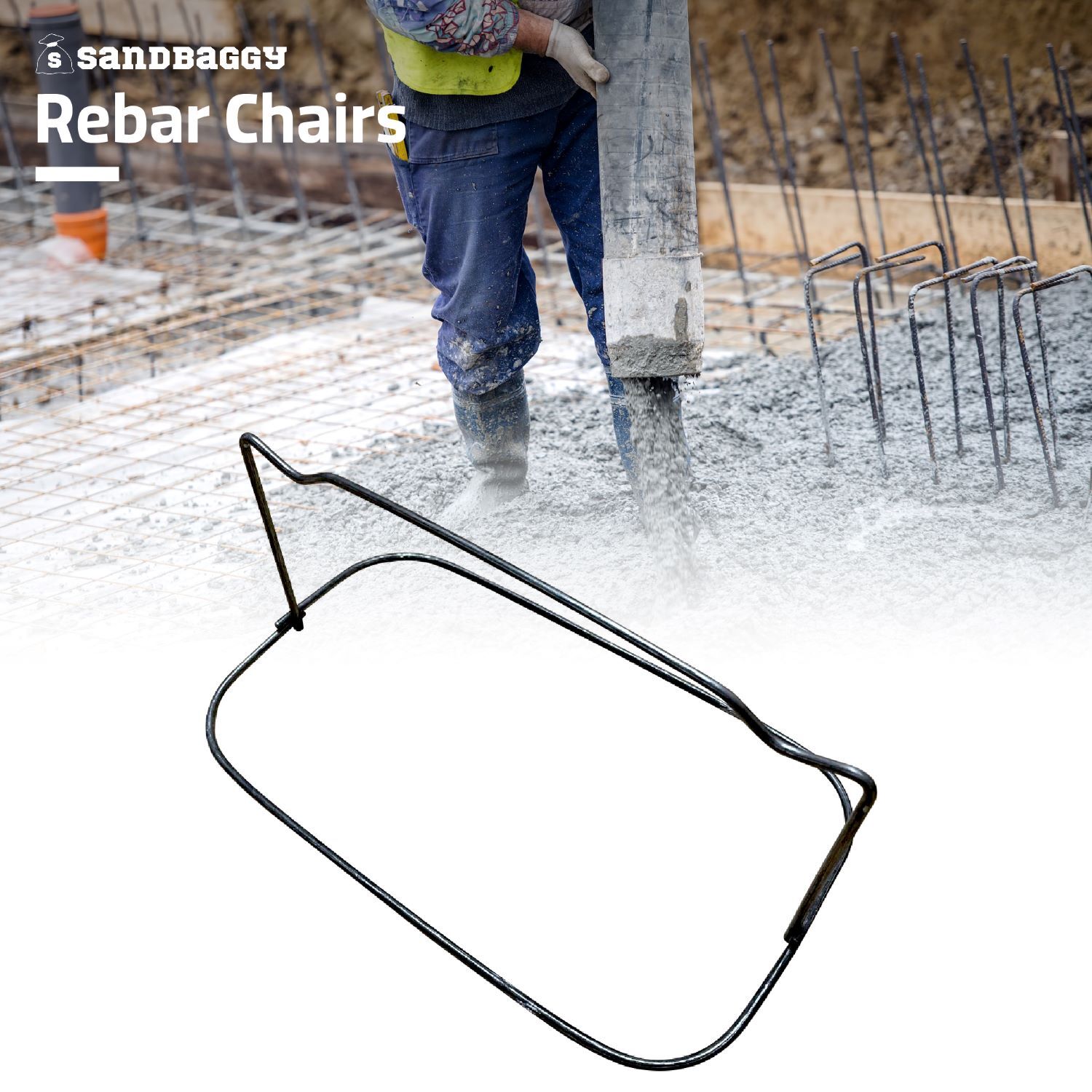 Sandbaggy 3 inch Steel Rebar Chairs for Concrete Footings – Double Rod Capacity