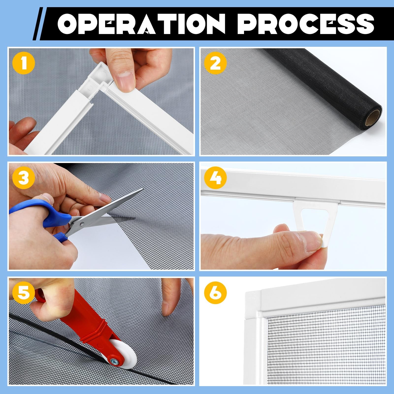 Yaocom 4 Pack Window Screen Kit 3/4 x 5/16 Inch Aluminum 32” x 32”, White