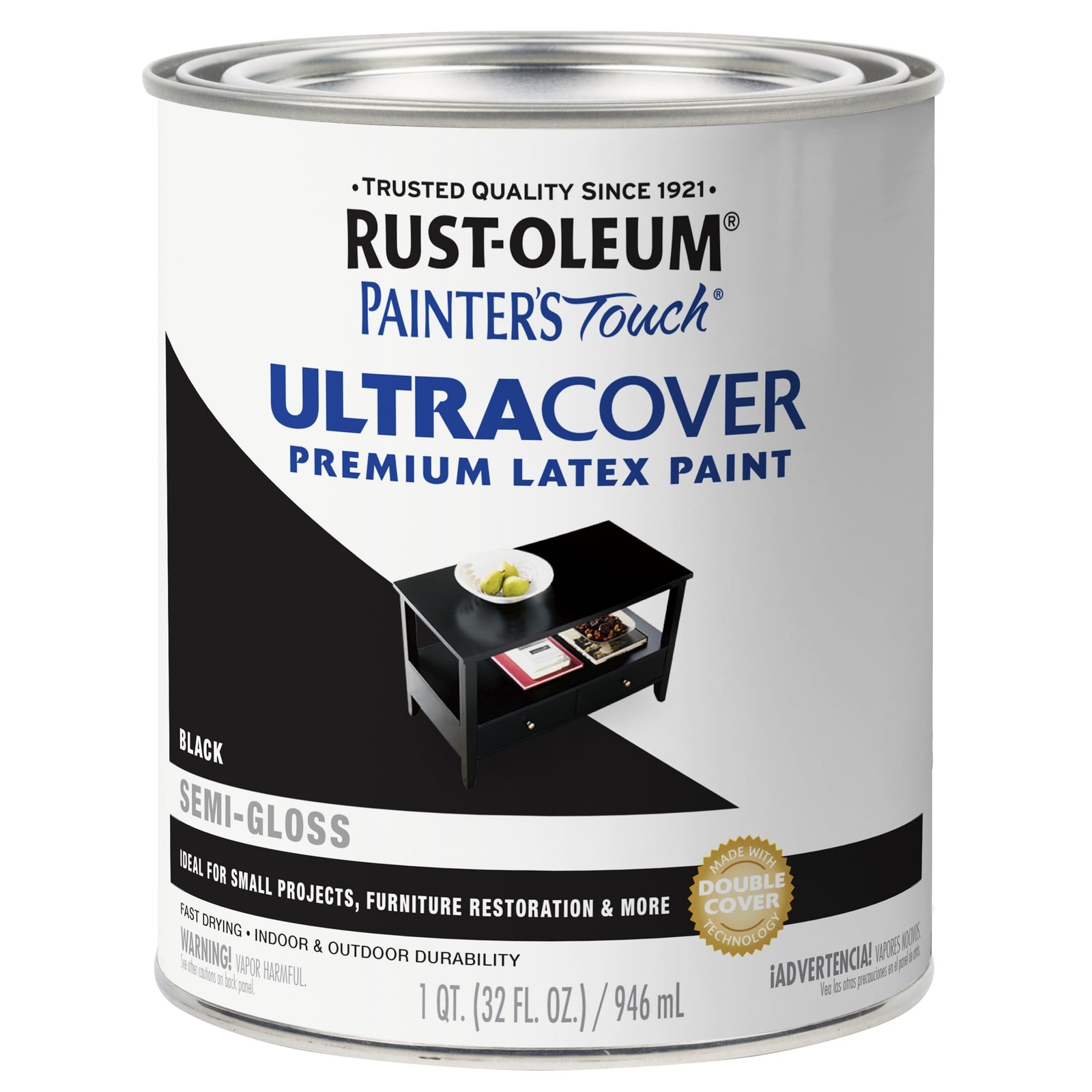 Rust-Oleum 1974502 Painter’s Touch 1 Quarts (Pack of 1), Semi-Gloss Black