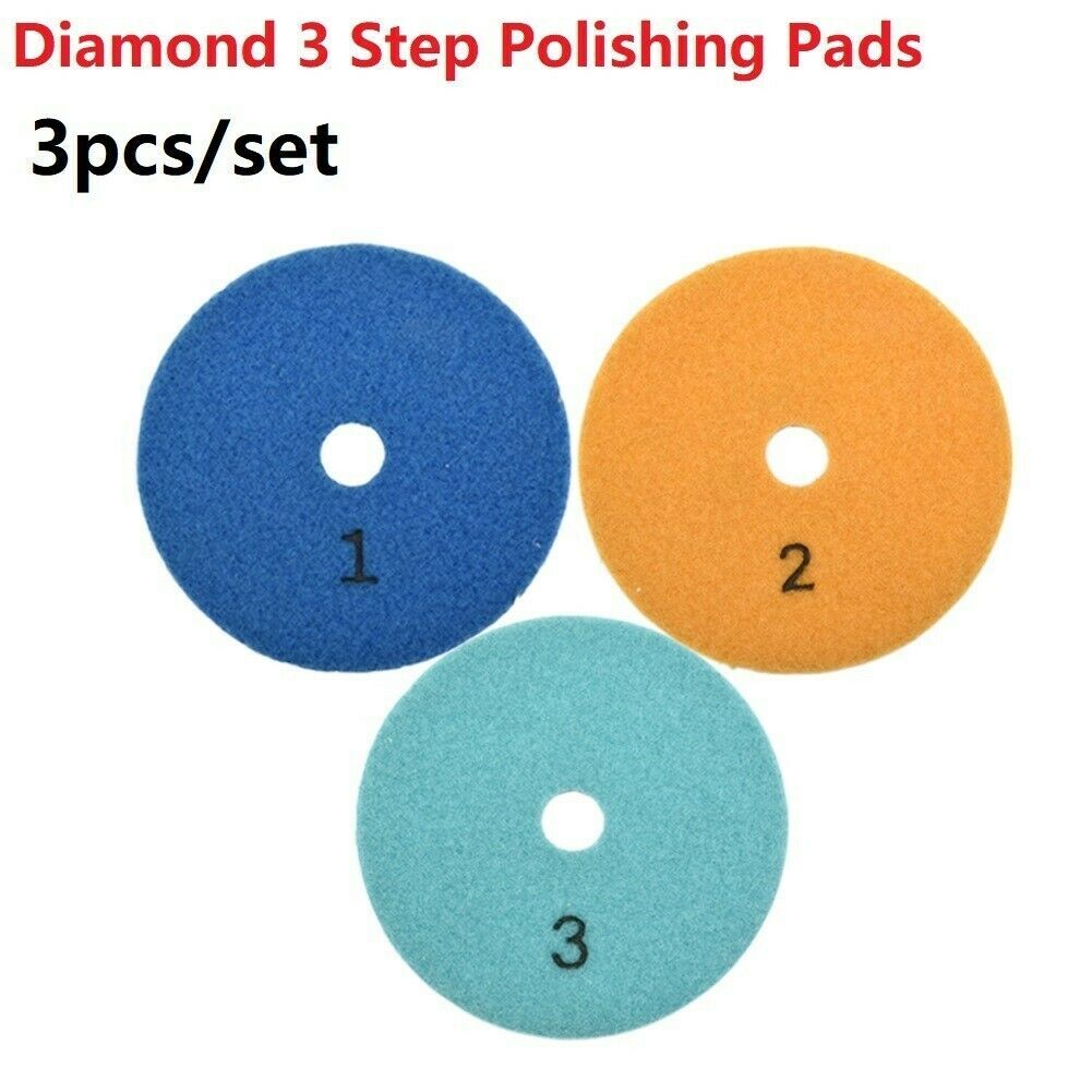 Dia 100mm/4″ 3-Steps Diamond Resin Bond Sanding Discs Wet Polishing Pad marble