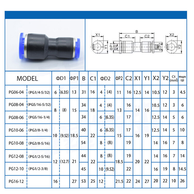 STRAIGHT NYLON PNEUMATIC PUSH FIT CONNECTOR TUBE PIPE JOINER SPEED AIR LINE HOSE