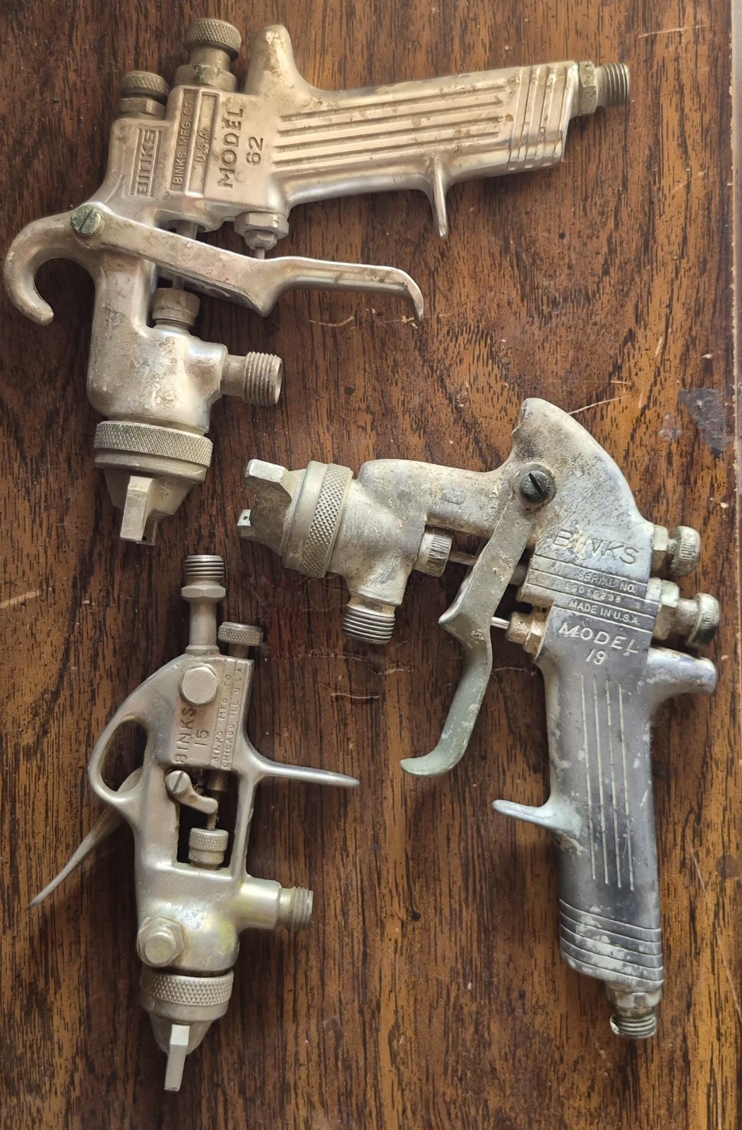 Vintage “BINKS” SPRAY GUNS COLLECTION MODEL #15,#19,#62