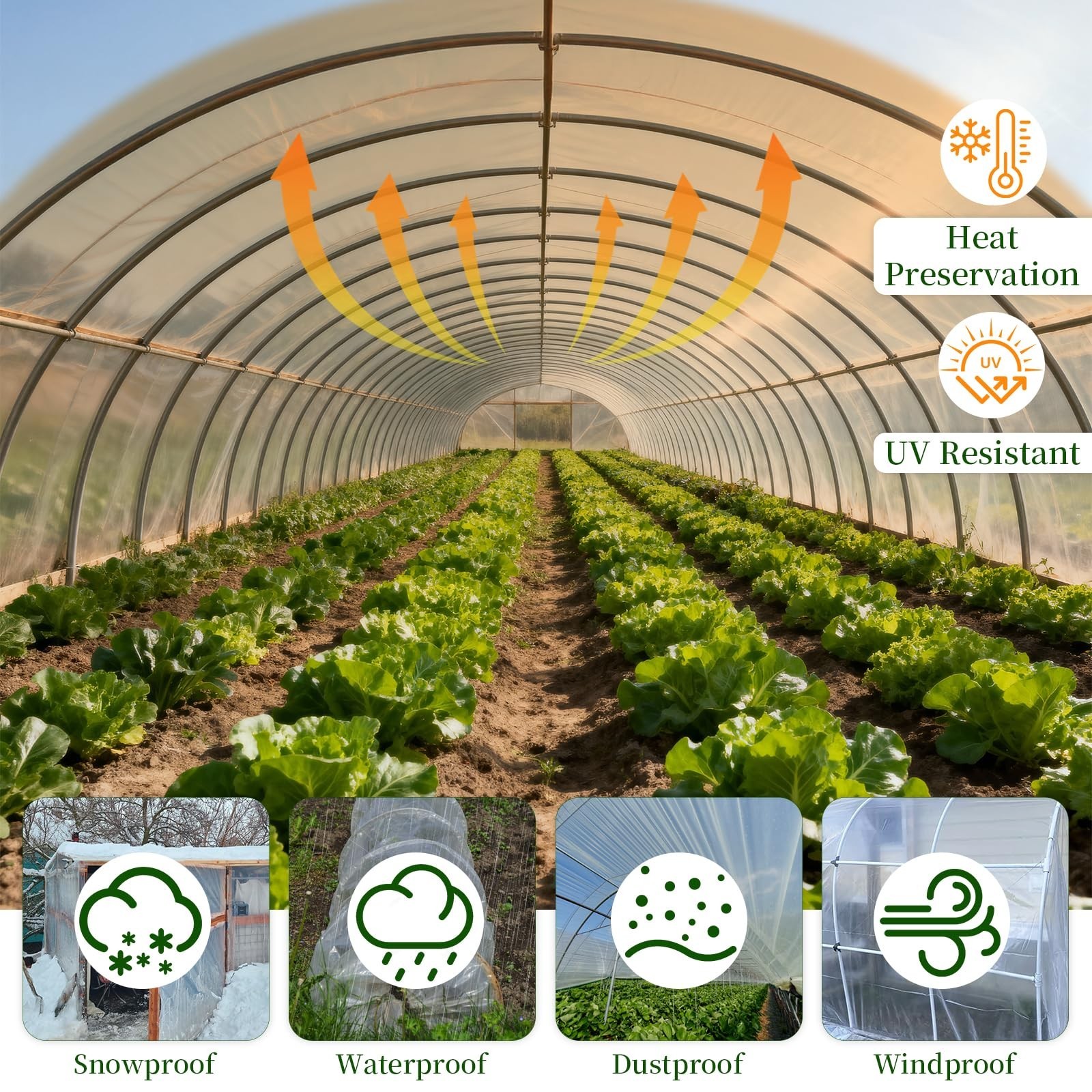 10×20 FT Greenhouse Plastic Sheeting, Transparent Greenhouse Film for Summer,…