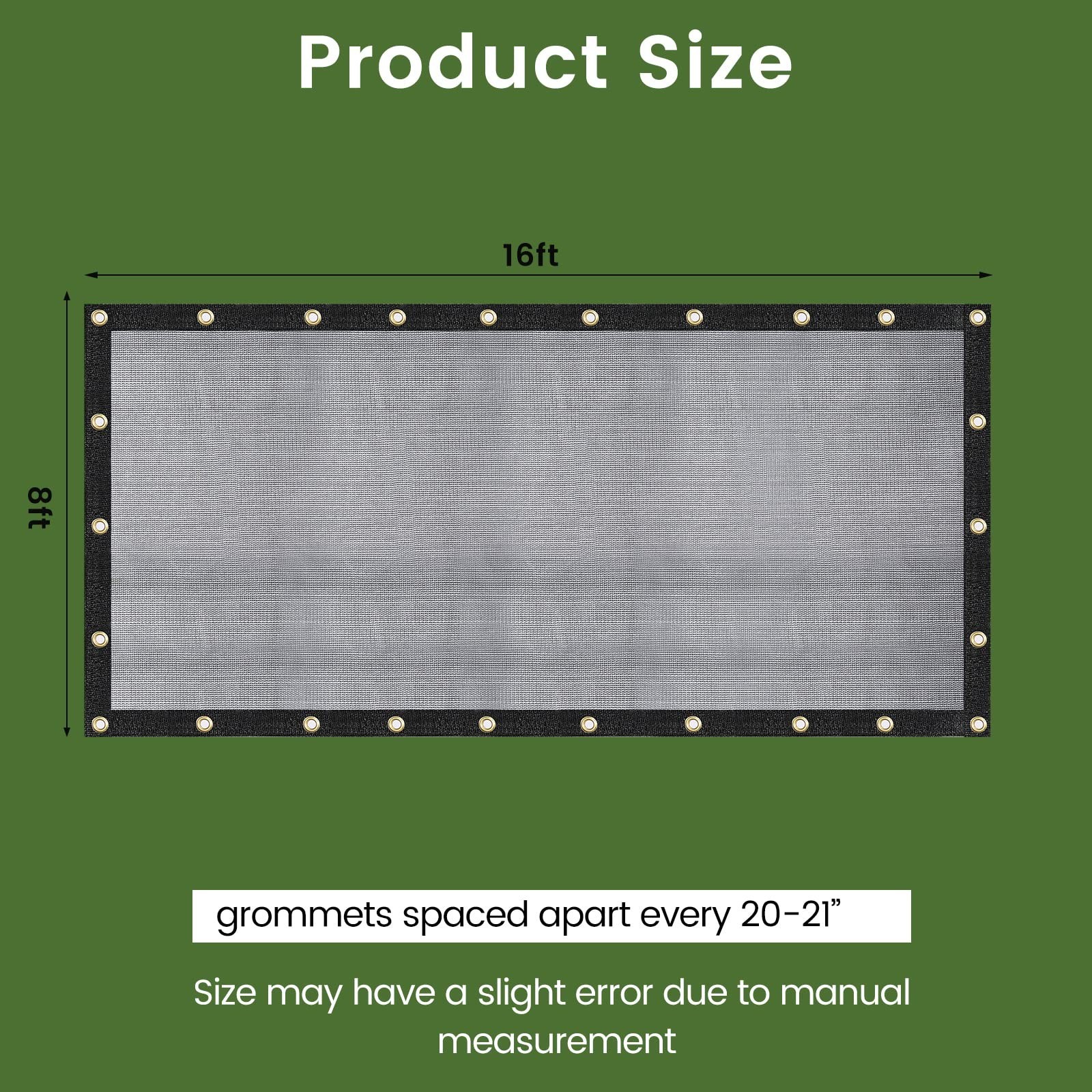 60-70% 8 x 16 FT Premium Mesh Tarp/Shade Cloth Sun Protection Heavy Duty Blac…