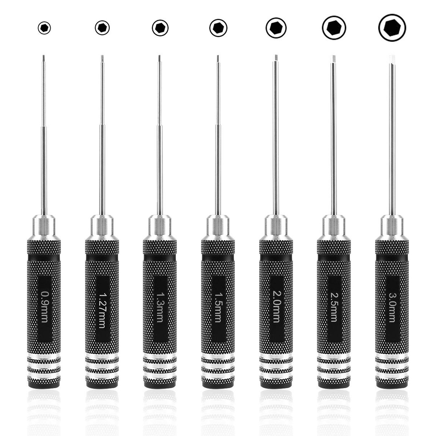 RC Hex Driver Set – 7pcs Hex Allen Screwdriver Kit 0.9mm 1.27mm 1.3mm 1.5mm 2…