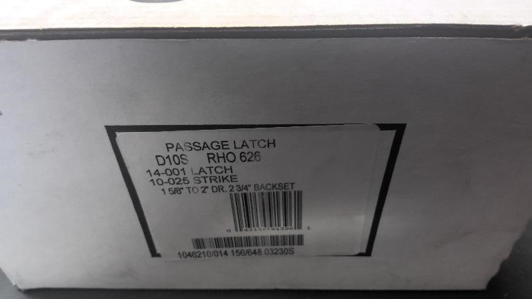 Schlage Passage Latch D10S RHO 626 14-001 LATCH 10-025 STRIKE