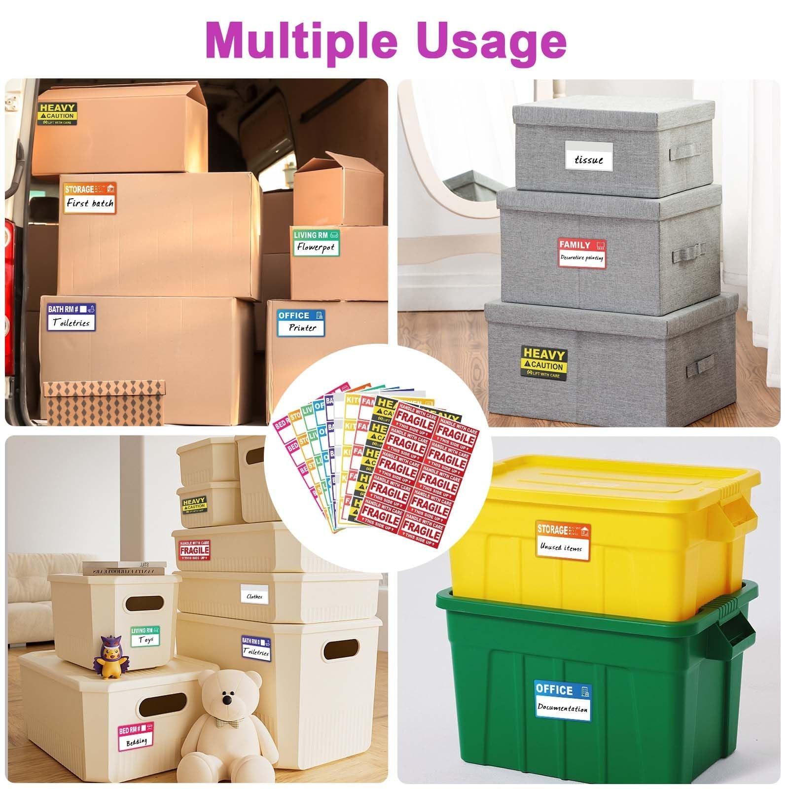 440 Count 3.5″ x 2″ Large Home Moving Packing Labels for 3-4 Bedroom House, 1…