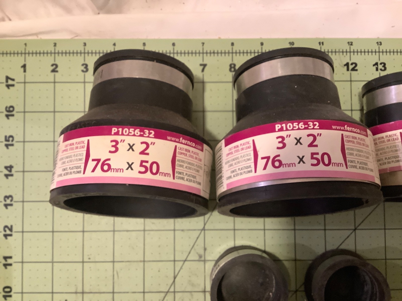 Lot of 6 Fernco Flexable Rubber Fittings for Cast Iron, PVC, Copper FREE SHIP