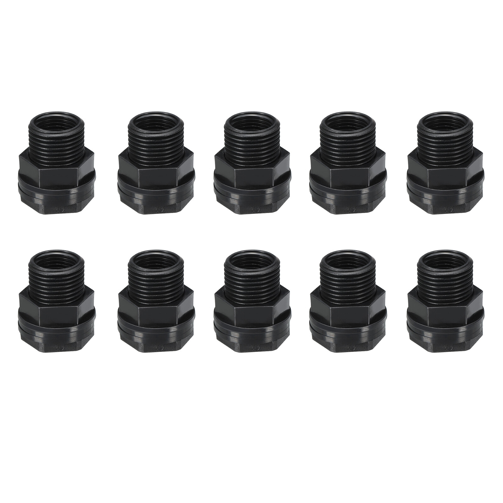10Pcs PVC Bulkhead Fitting NPT1/2″ x GHT 3/4″ Water Tank Connector Black