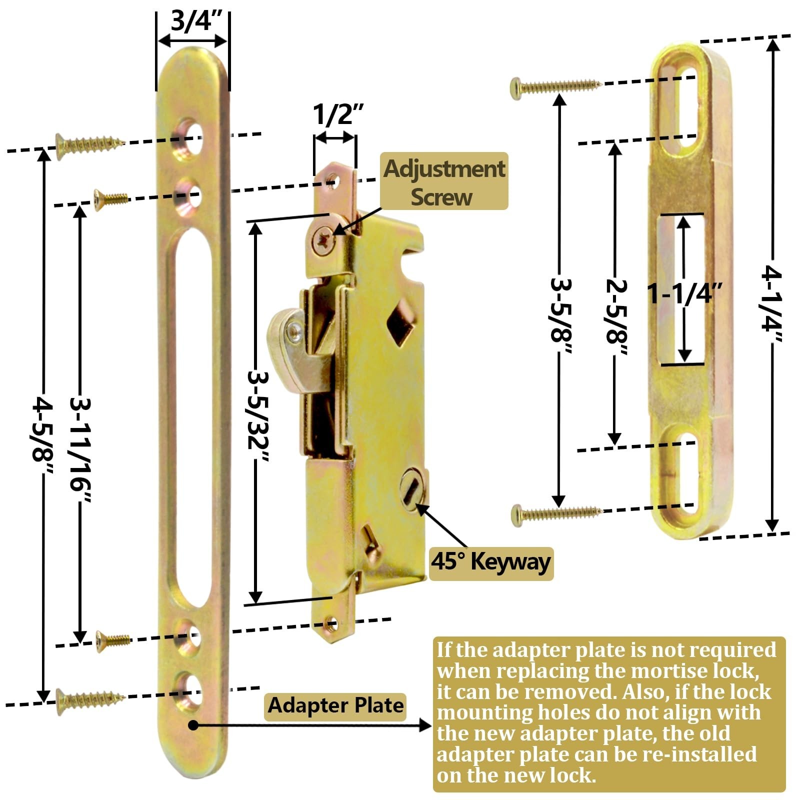 Sliding Glass Patio Door Handle Set with Key Cylinder and Mortise Lock 45°