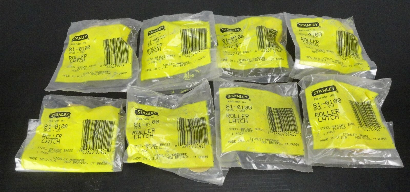 Lot of 8 – STANLEY – 81-0100 Steel – Brass Plated Roller Latch (NEW)