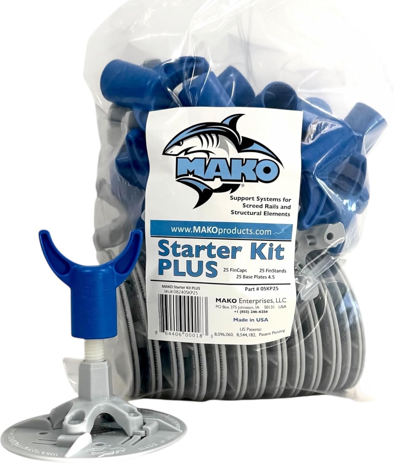 Complete Concrete Screed Starter Kit: 25 Fincaps, Finstands & Base Plates