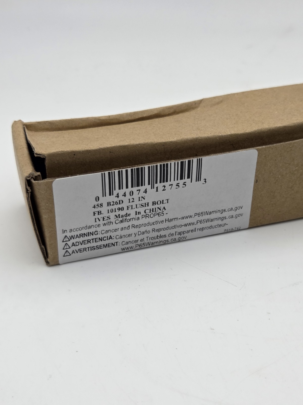 IVES 458 B26D 12 IN: 10190 Manual Extension Flush Bolt 296G