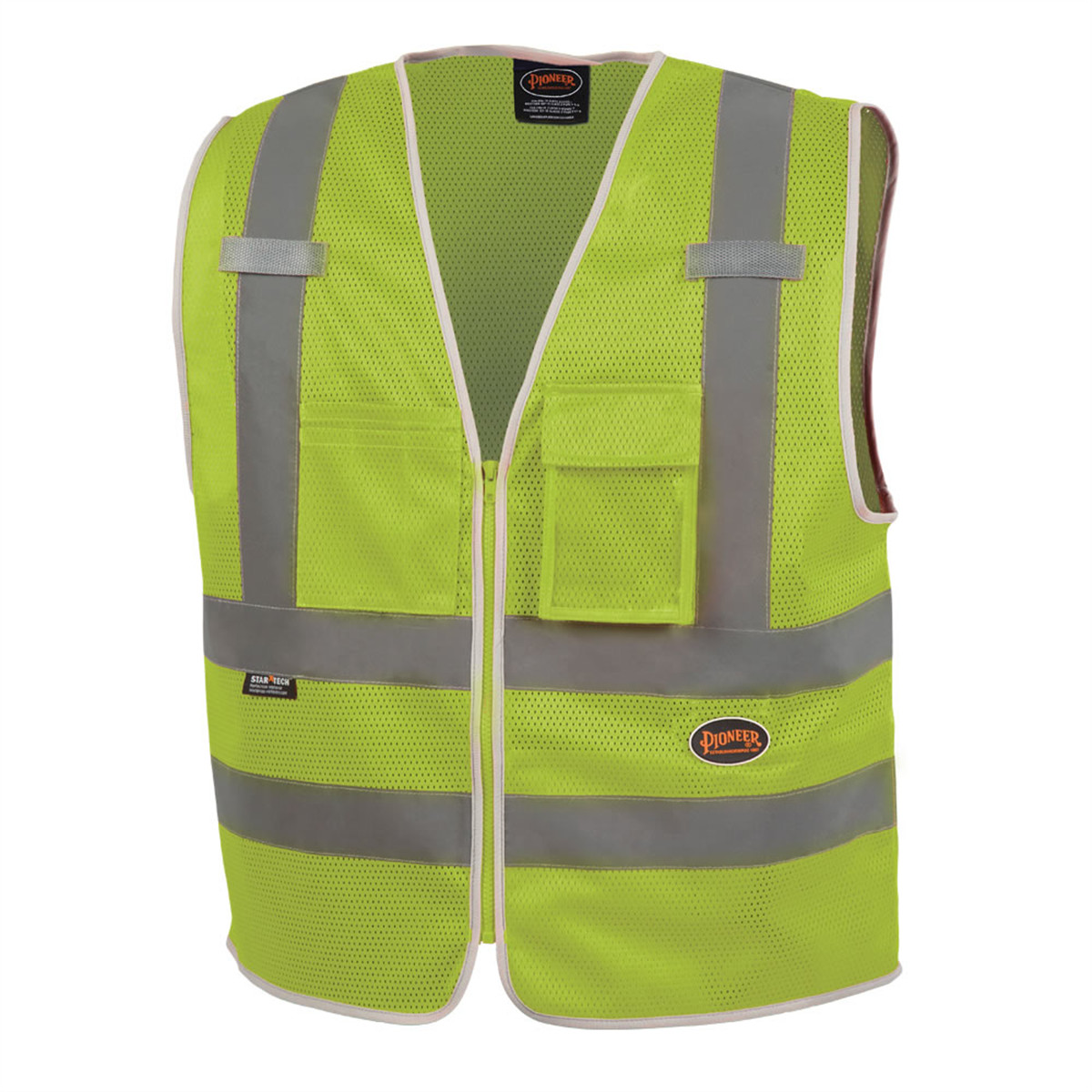 V1025260U-LPioneer Mesh 8-Pocket Safety Vest – Color: Hi-Vis Yellow/Green – S