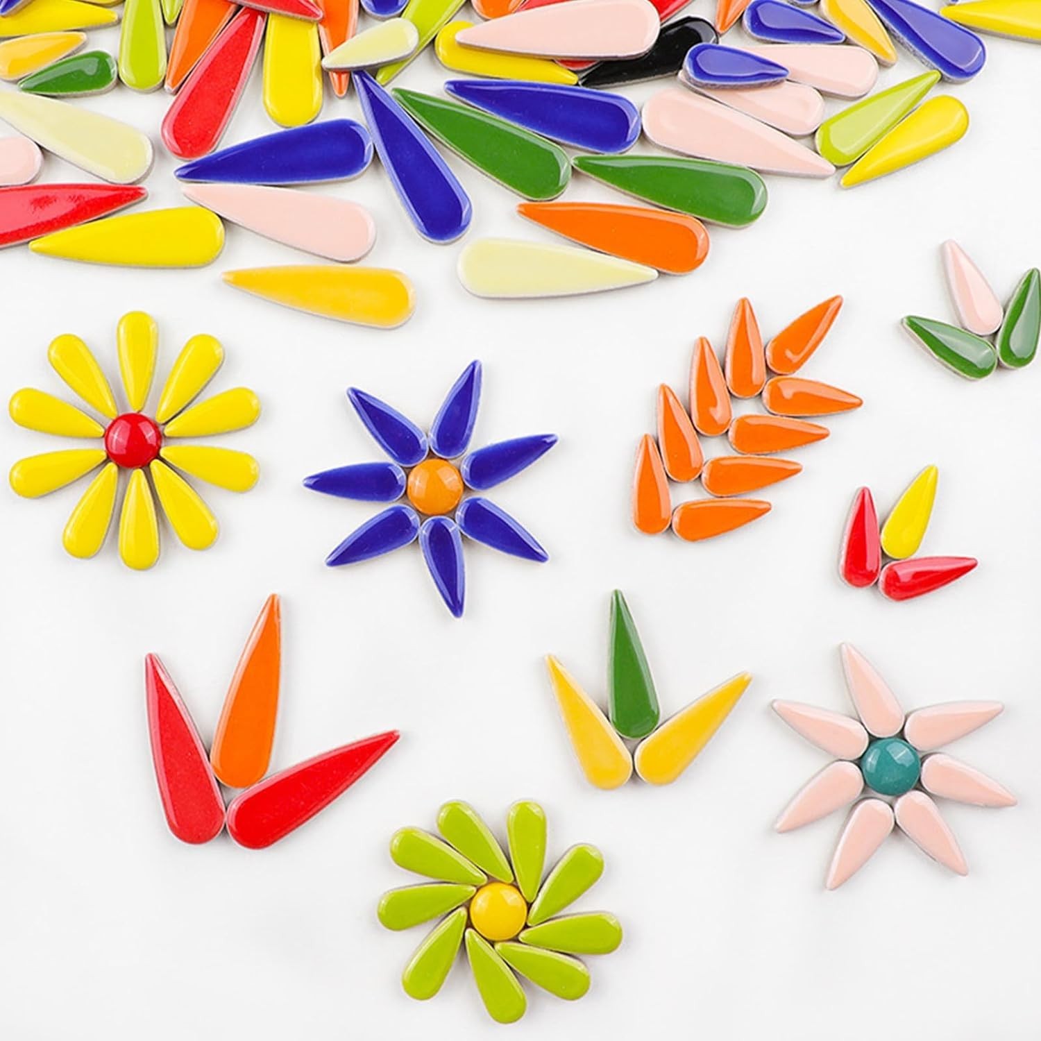 Btmiey 1.1Lb Water Drop Petal Leaves Ceramic Mosaic Tiles For Diy