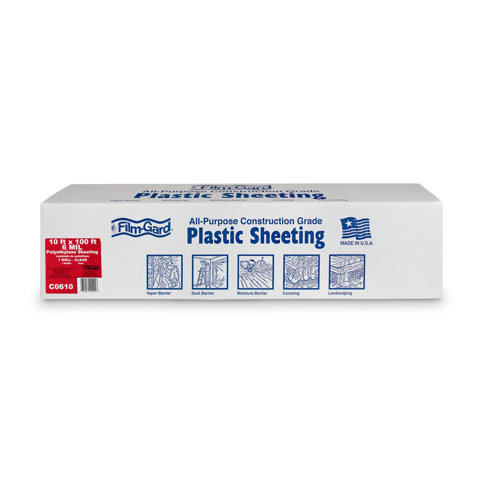 Film-Gard 626033 Construction Plastic Sheeting 10 Width X 100 Length X 6 Mil