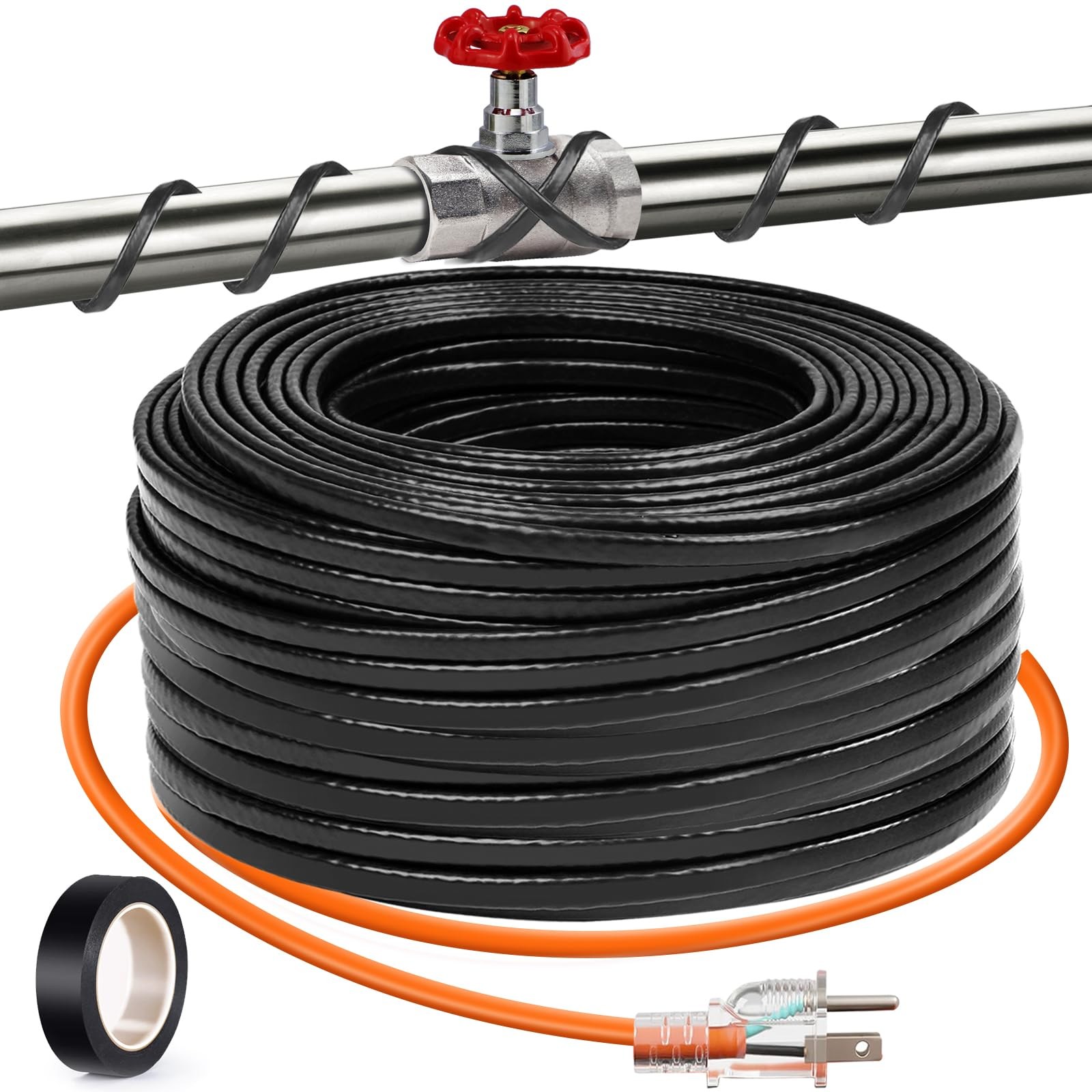 50FT (3FT-200FT) Pipe Heating Cable Freeze Protection Heat Tape Water Pipes 120V