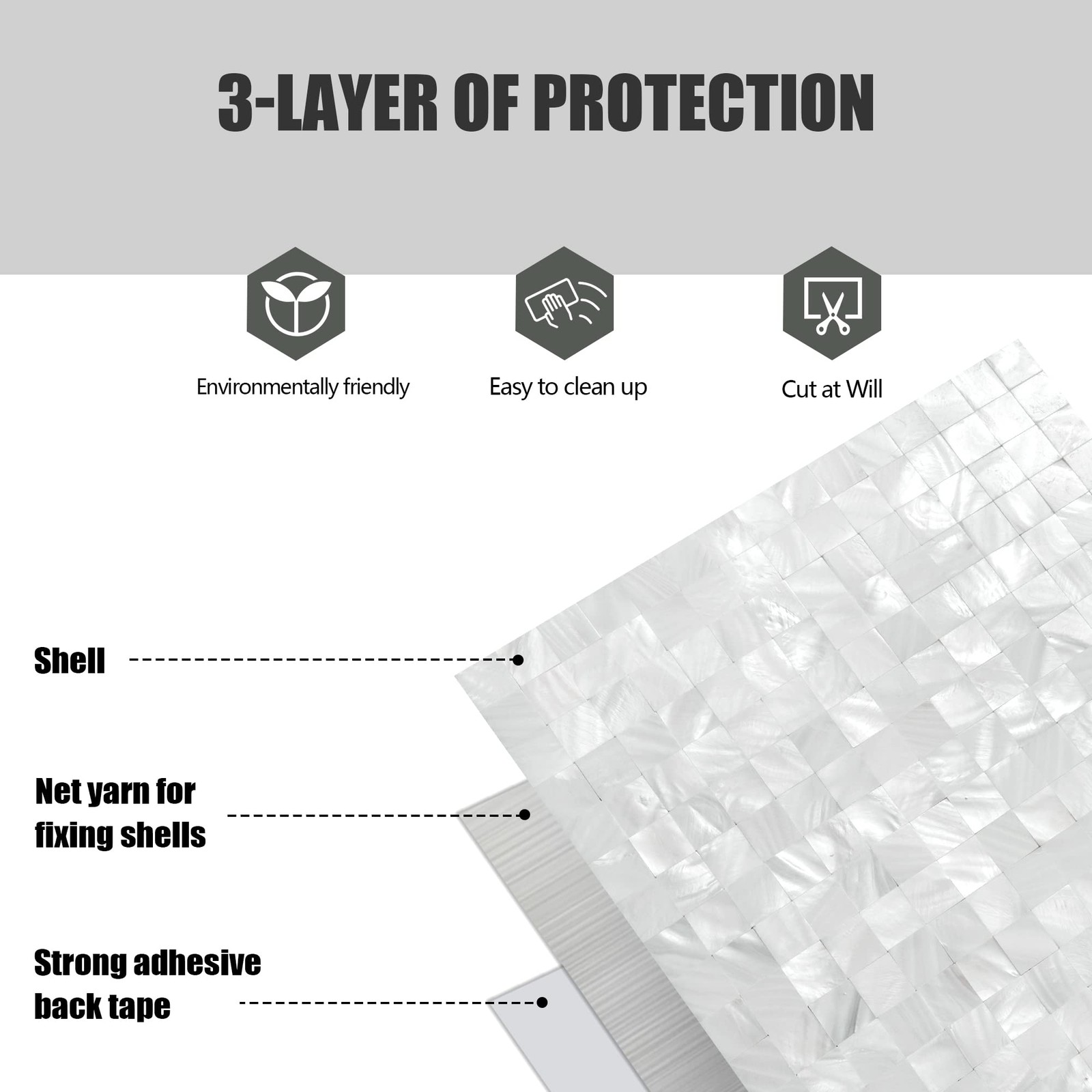 Kasaro Peel And Stick Backsplash Shell Tiles Mother Of Pearl Mosaic Self