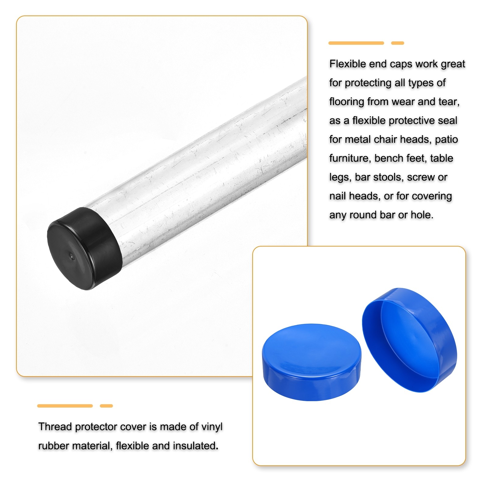 Blue 200mm Rubber End Caps Round Vinyl Plug Insert Rubber Flexible