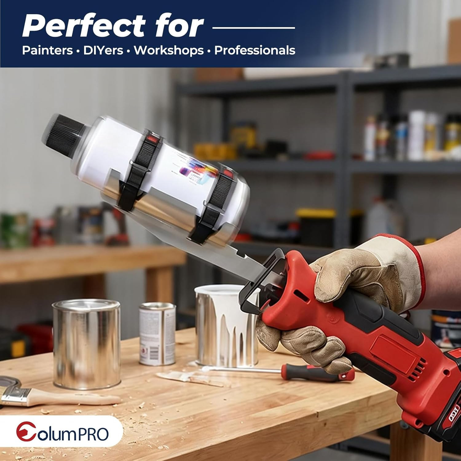 Spray Paint Can Shaker for Reciprocating Saws, Stainless Steel Paint Mixer Attac