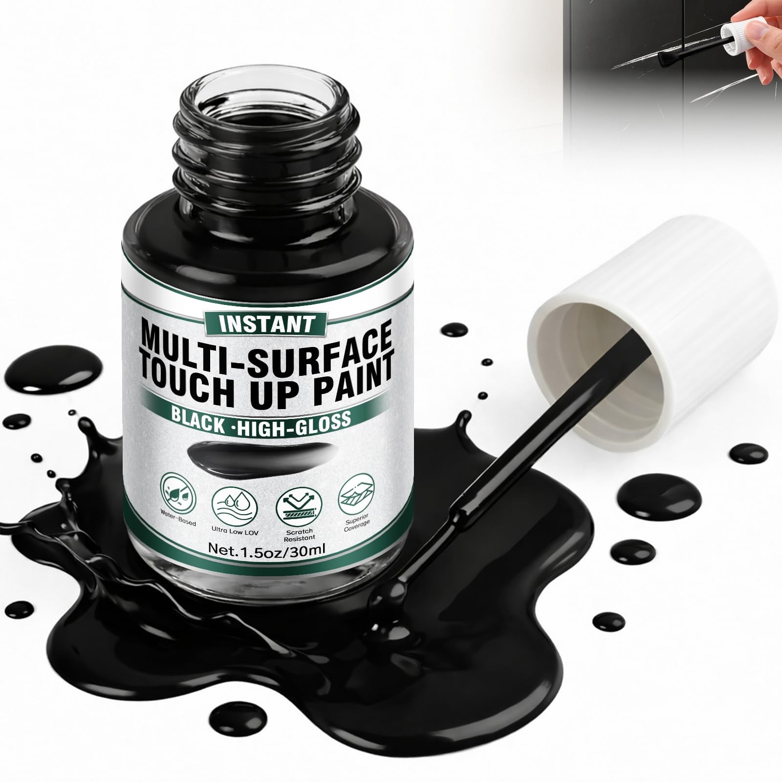 High Gloss Black Touch Up Paint Pen 1.5 Fl Oz Car Scratch Repair