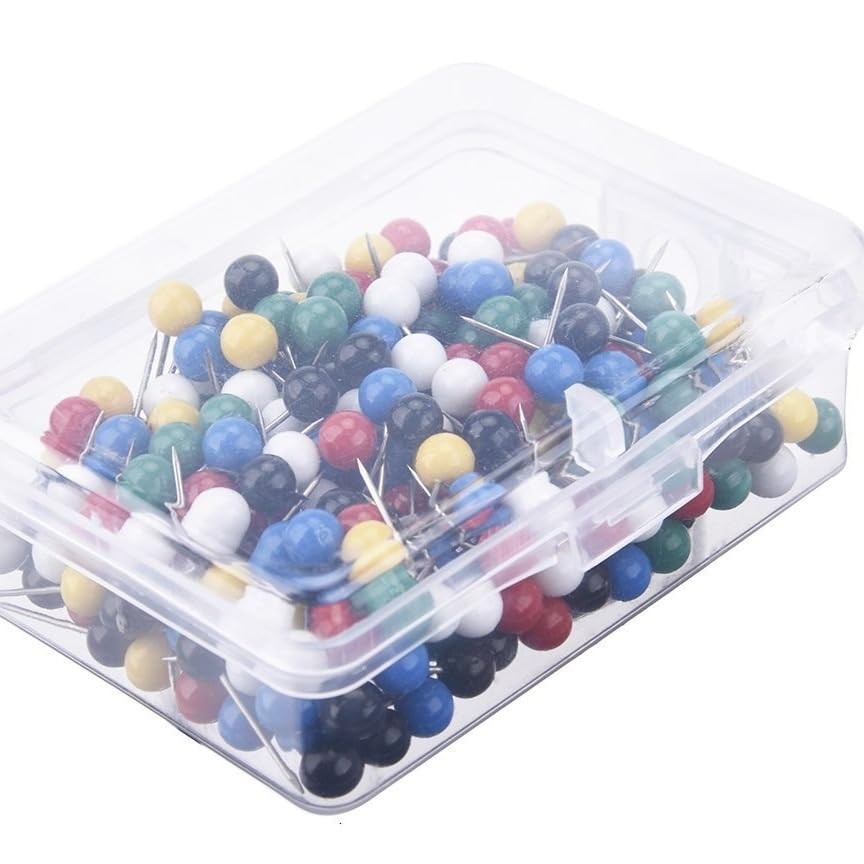 300pcs card nail 5mm round head pins colorful head pushpins plastic head…