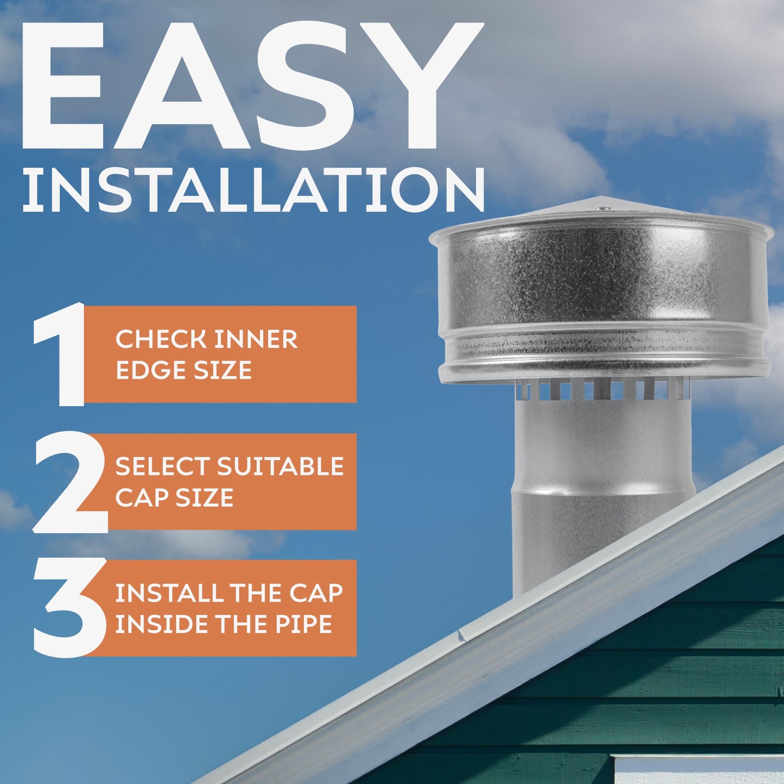 4 Inch Roofing Rain Cap – Galvanized Steel Round Roof Vent Cover – All Weathe…