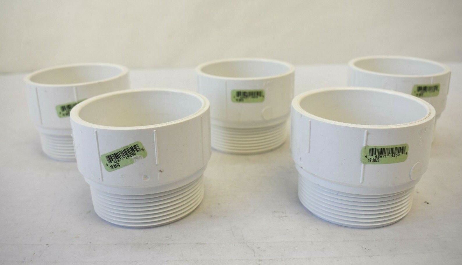 Lot of 5 Genova 192873 700 Series Pipe Adapter White 3 Inch MNPT x HUB