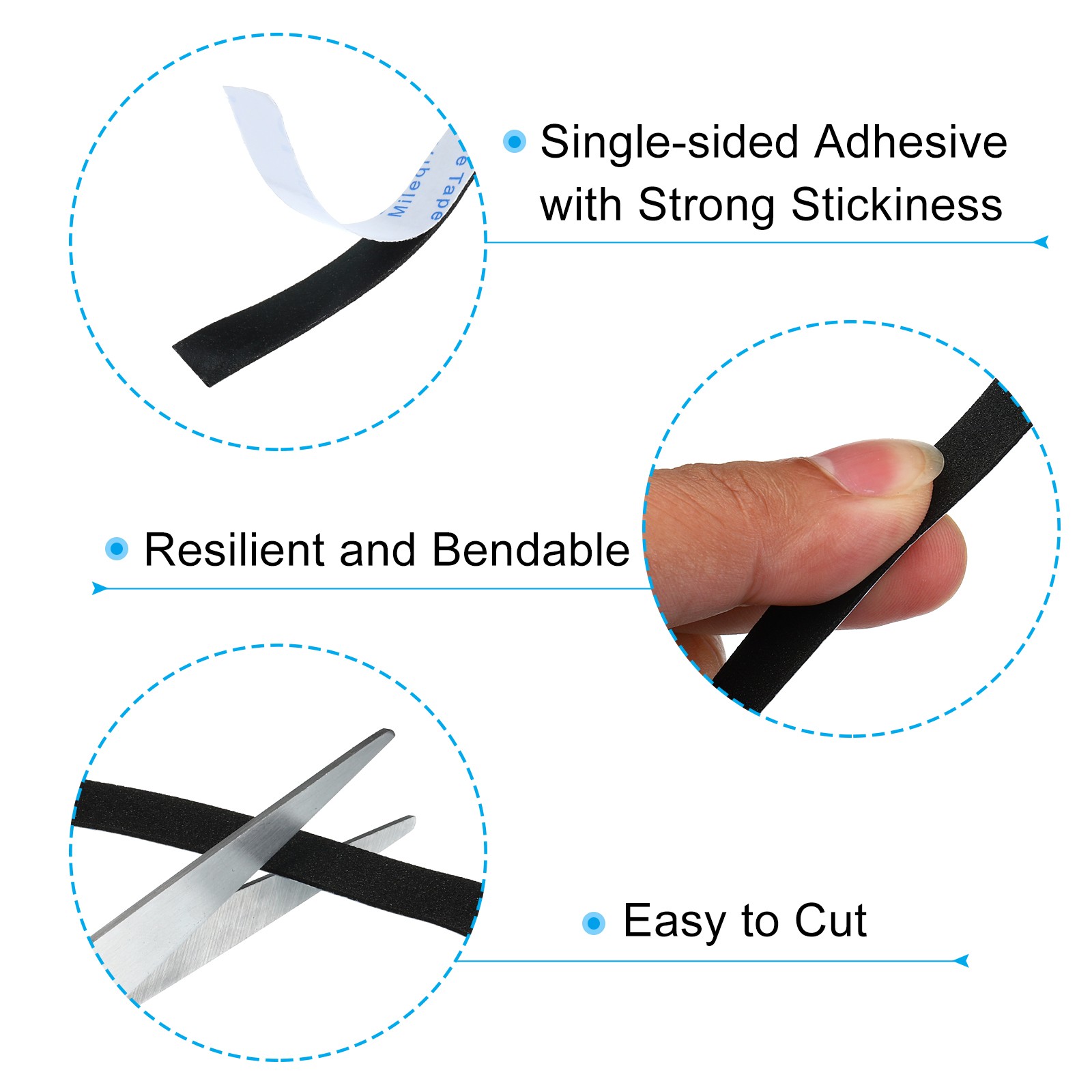 2Pcs 3/8″W x 3/64″T x 16.4Ft EVA Single Sided Foam Tape, Black