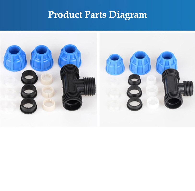 PE Push Fit Pipe Fittings Connector Socket Elbow Tee Straight For Water Supply