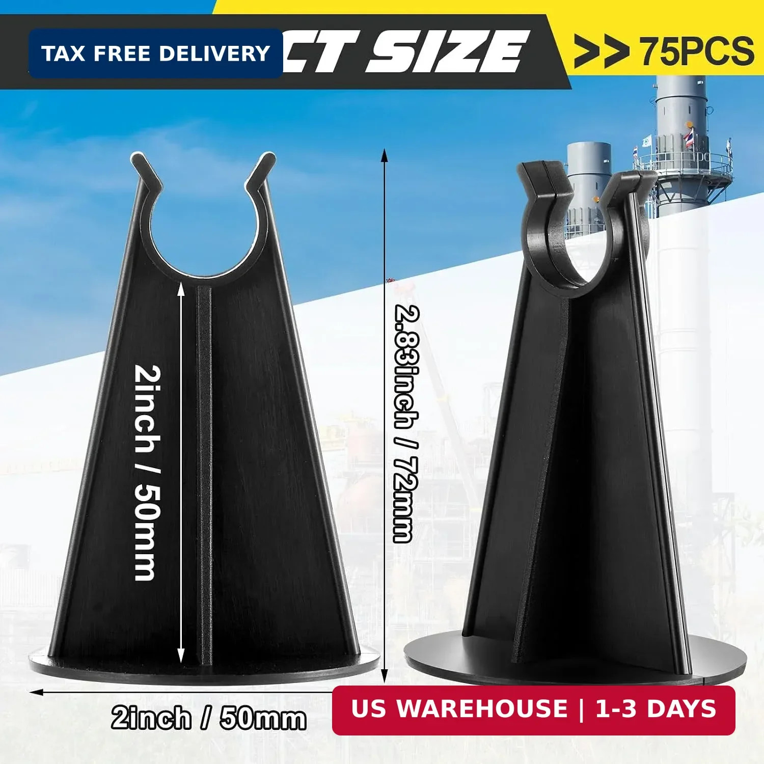 200 Pcs 2-1/4 Inch Length x 1.97 Diameter for Plastic Rebar Chair #3 to #5 Black