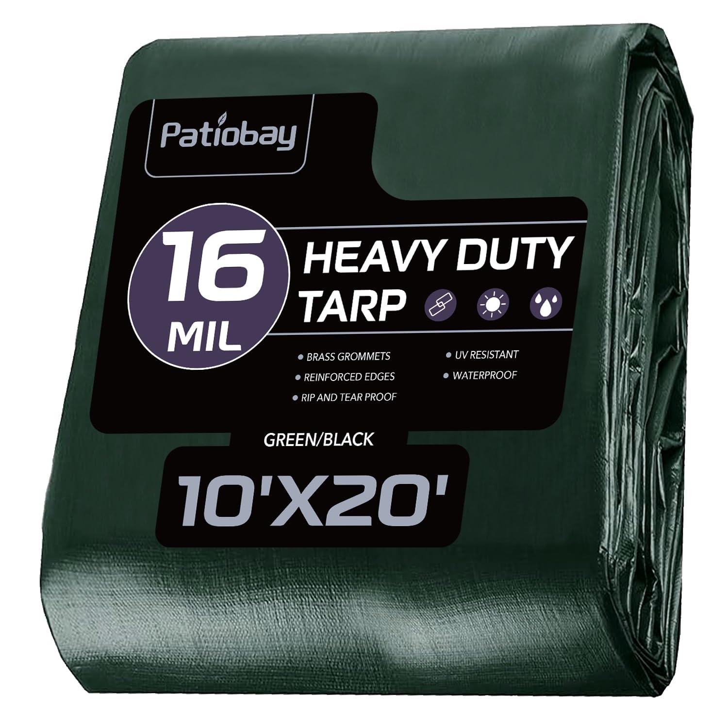 Tarp 10×20 Feet, 16 Mil Large Waterproof Tarps Heavy Duty with Brass Grommets…