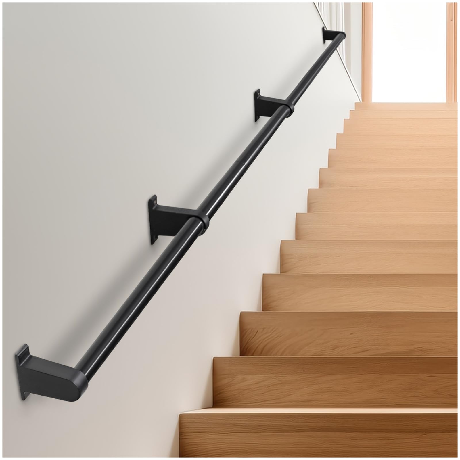 SDNBHT Industrial Stair Railing Metal Hand Rails for Indoor Stairs Wall Mount St