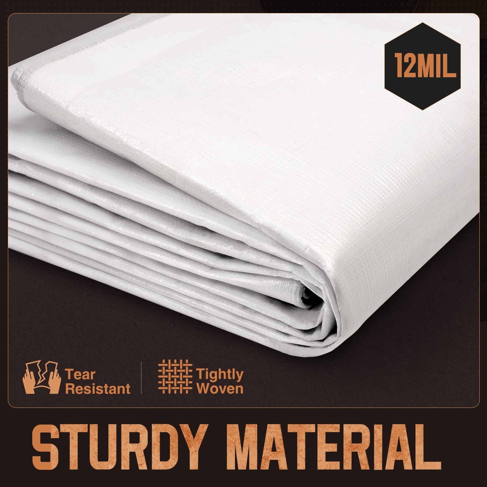 Tarp Heavy Duty 12×24 FT, 12 Mil Thick Large Tarps Water-Proof with Grommets,…