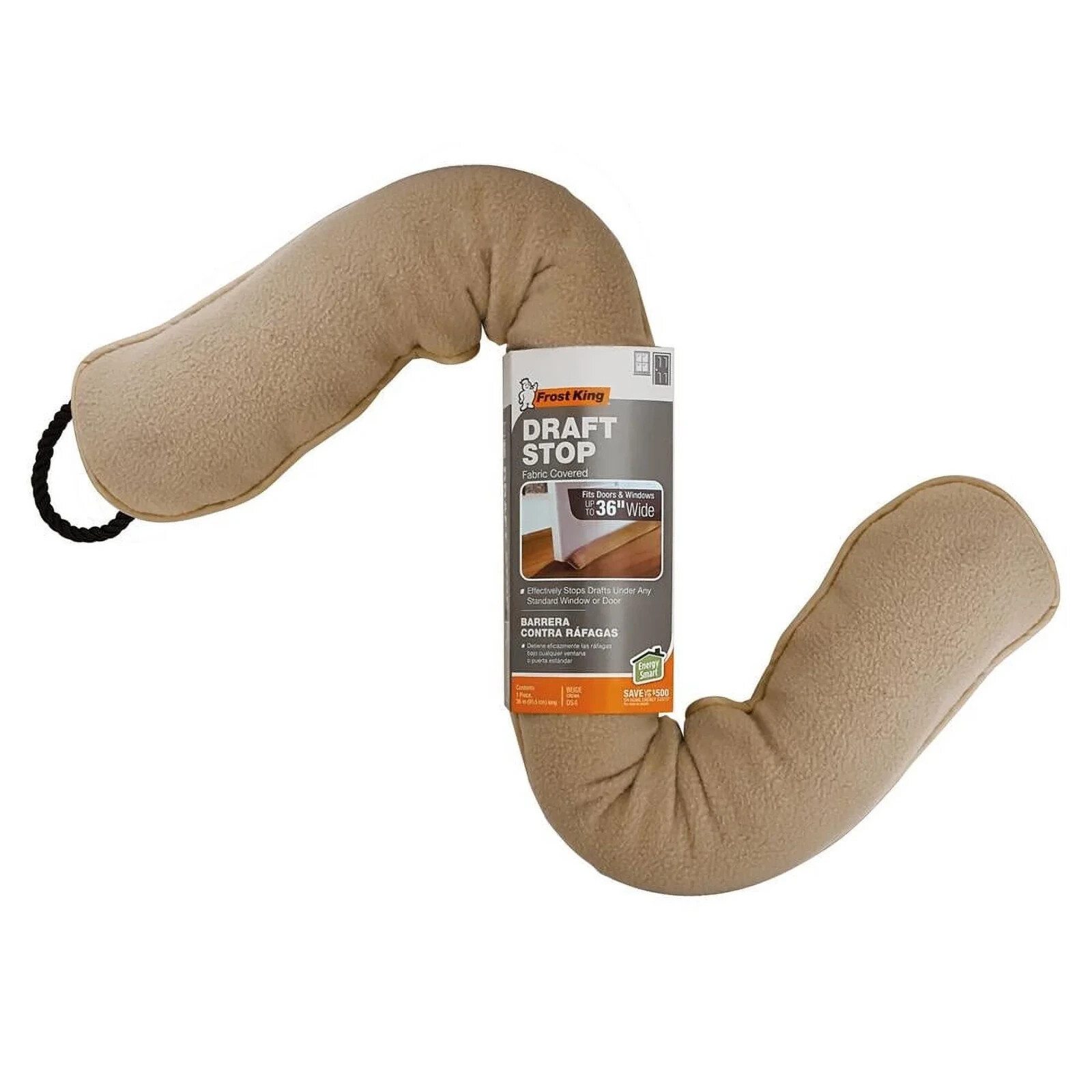 Frost King DS2 Draft Stop, 36 in L, Synthetic Fleece, Beige