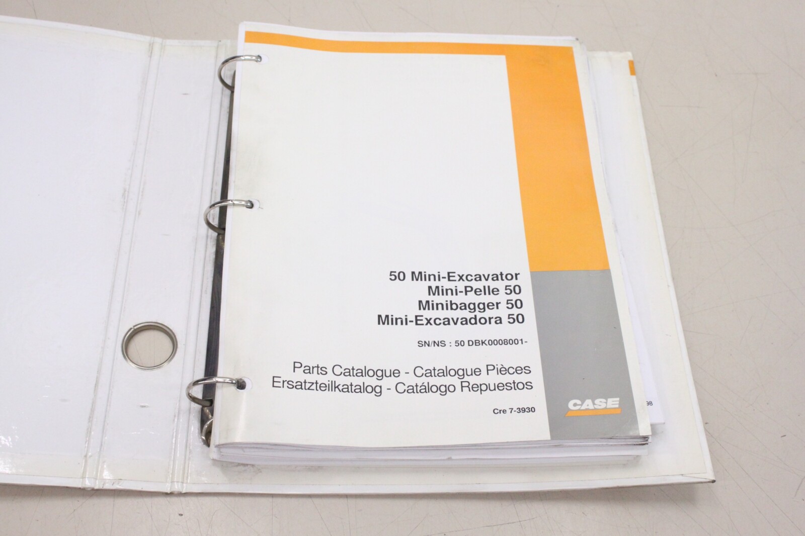 CASE Minibagger 50 Excavator MIni Ersatzteileliste Ersatzteilekatalog CRE7-3930