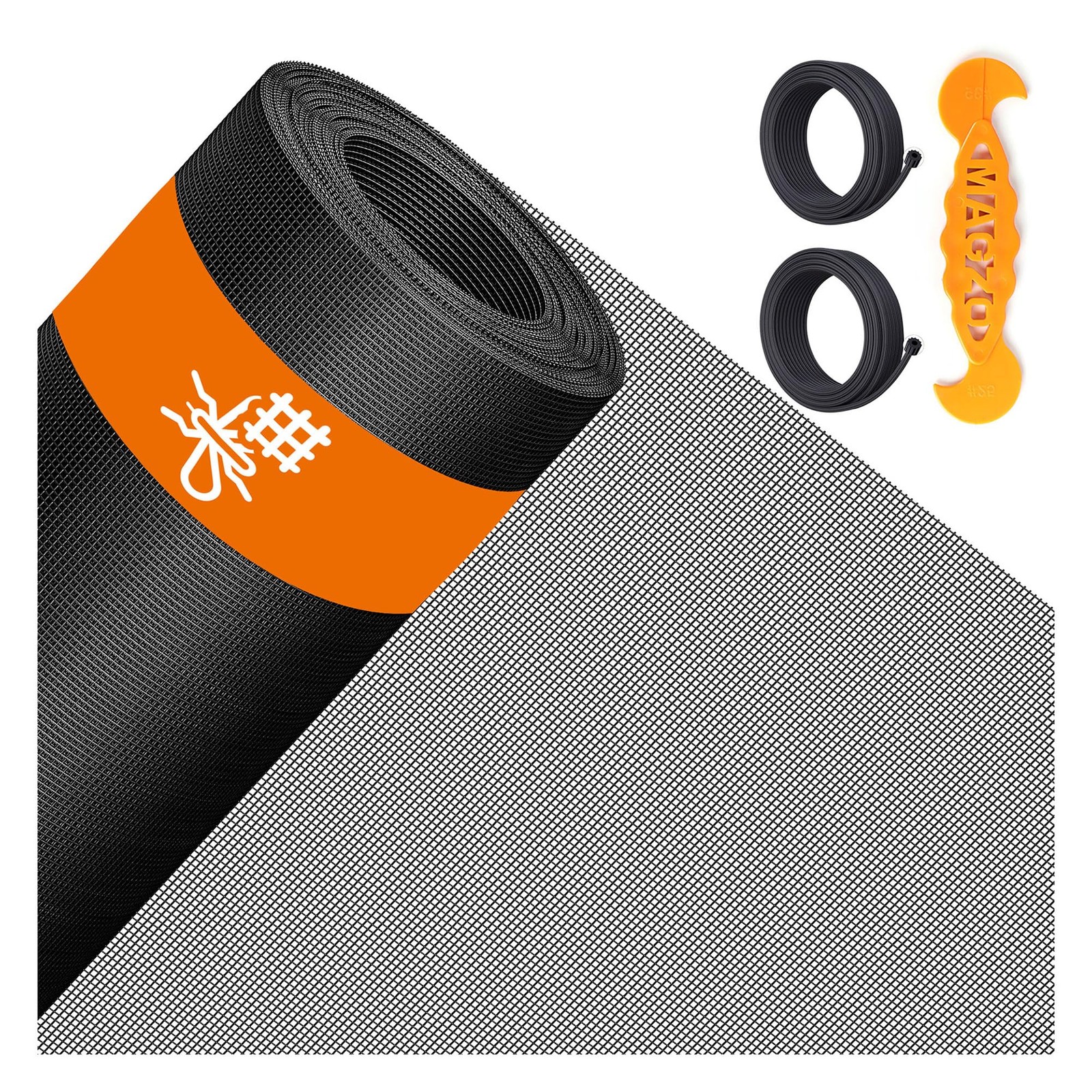 MAGZO Window&Door Screen Replacement Kit, 86″ W x 196″ L, 86″W x 196″L, Black