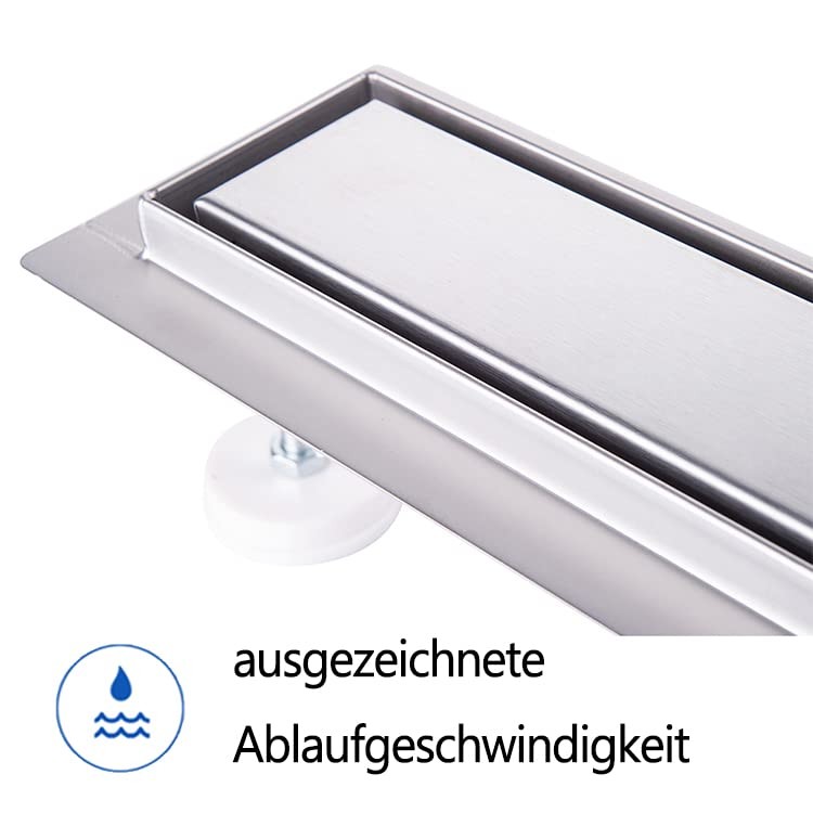 Shower Channel 70 cm Complete Set, Stainless Steel Drain Channel, Extra Flat Tileable…