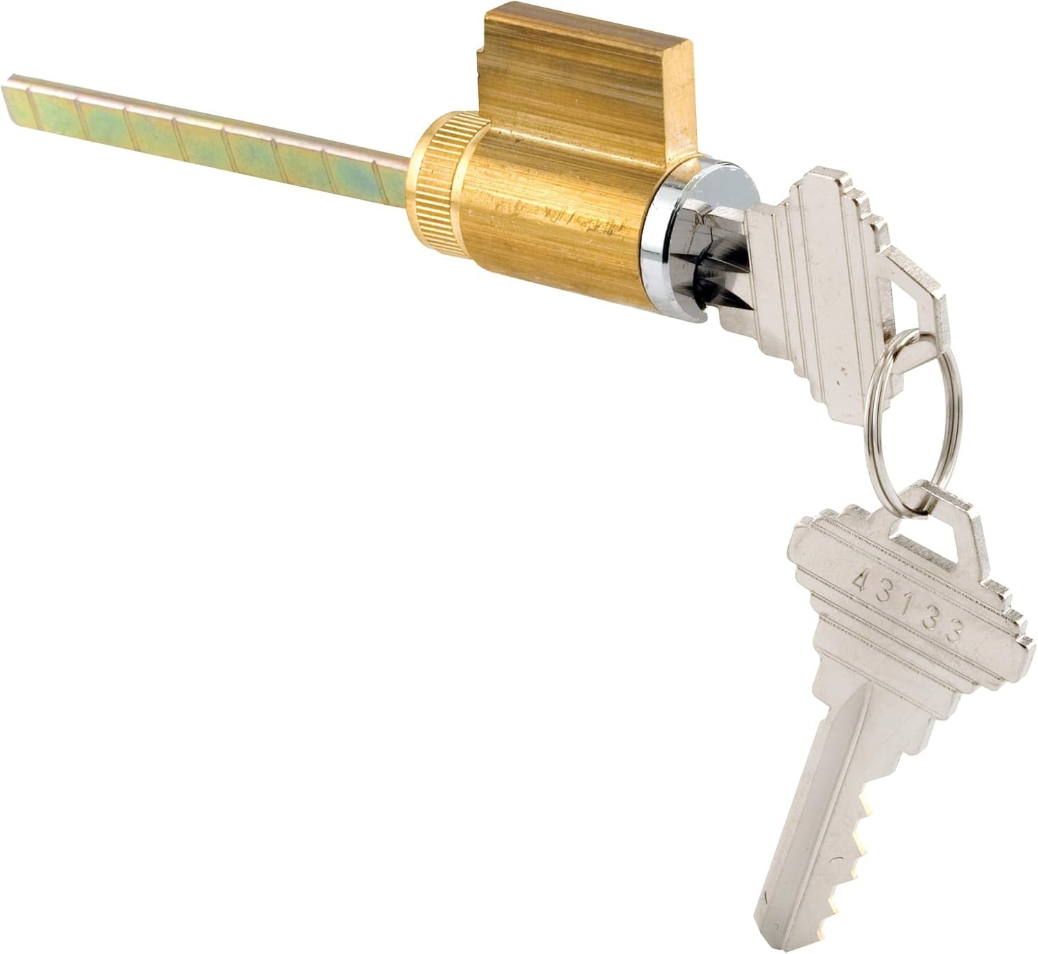 Brass Patio Door Cylinder Lock with Keys and Breakaway Tailpiece