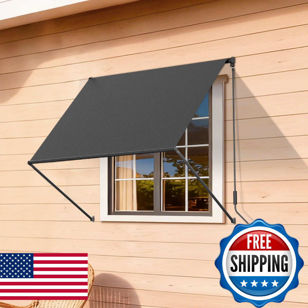 Homedemo Small Retractable Window Awning 79X59 Outdoor Patio Awning Sun Shade
