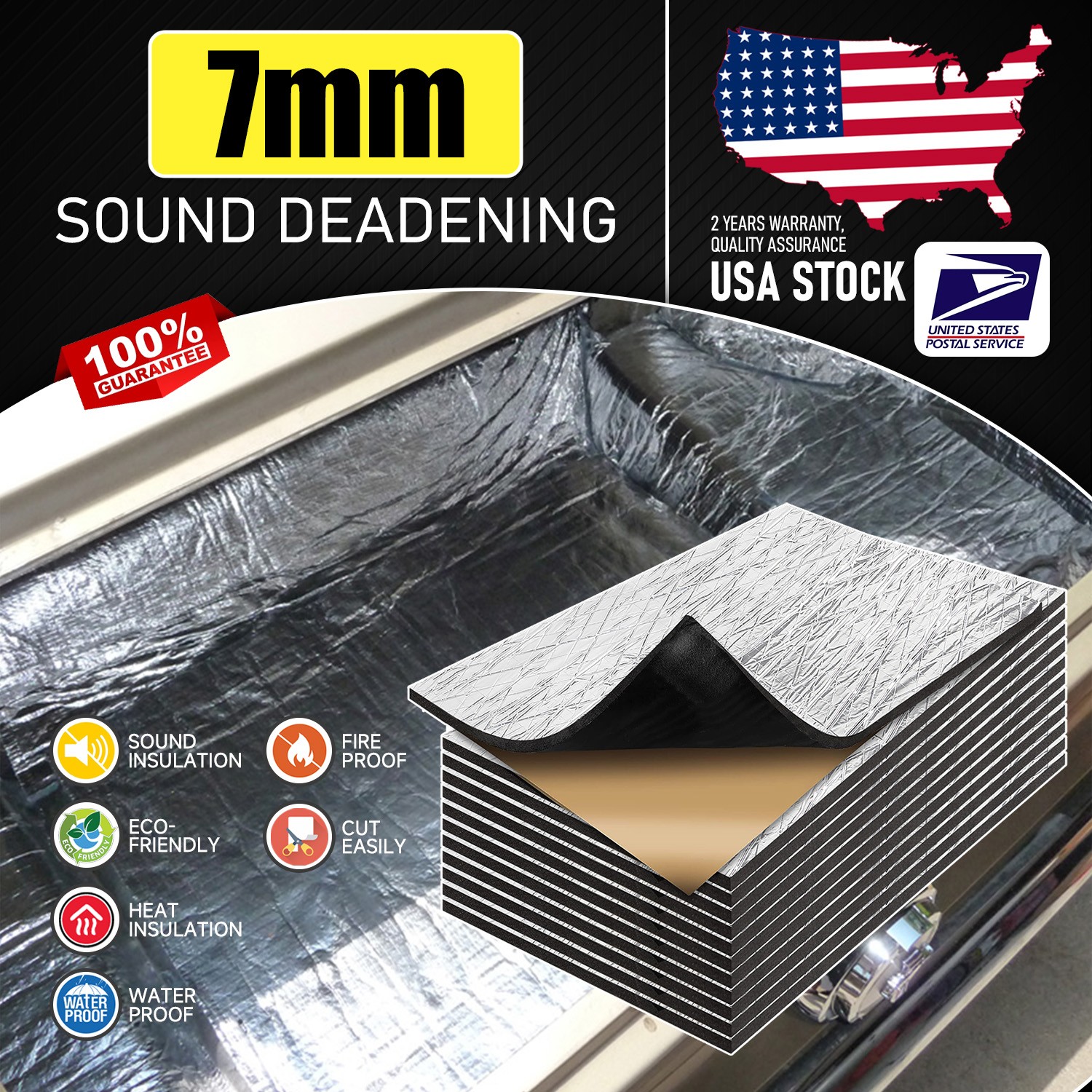For Inner wall of ventilation duct Sound Deadener shock absorption Mat 37.5sqft
